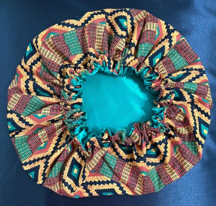 Large 100% Cotton exterior Satin linen“African Print” Bonnet