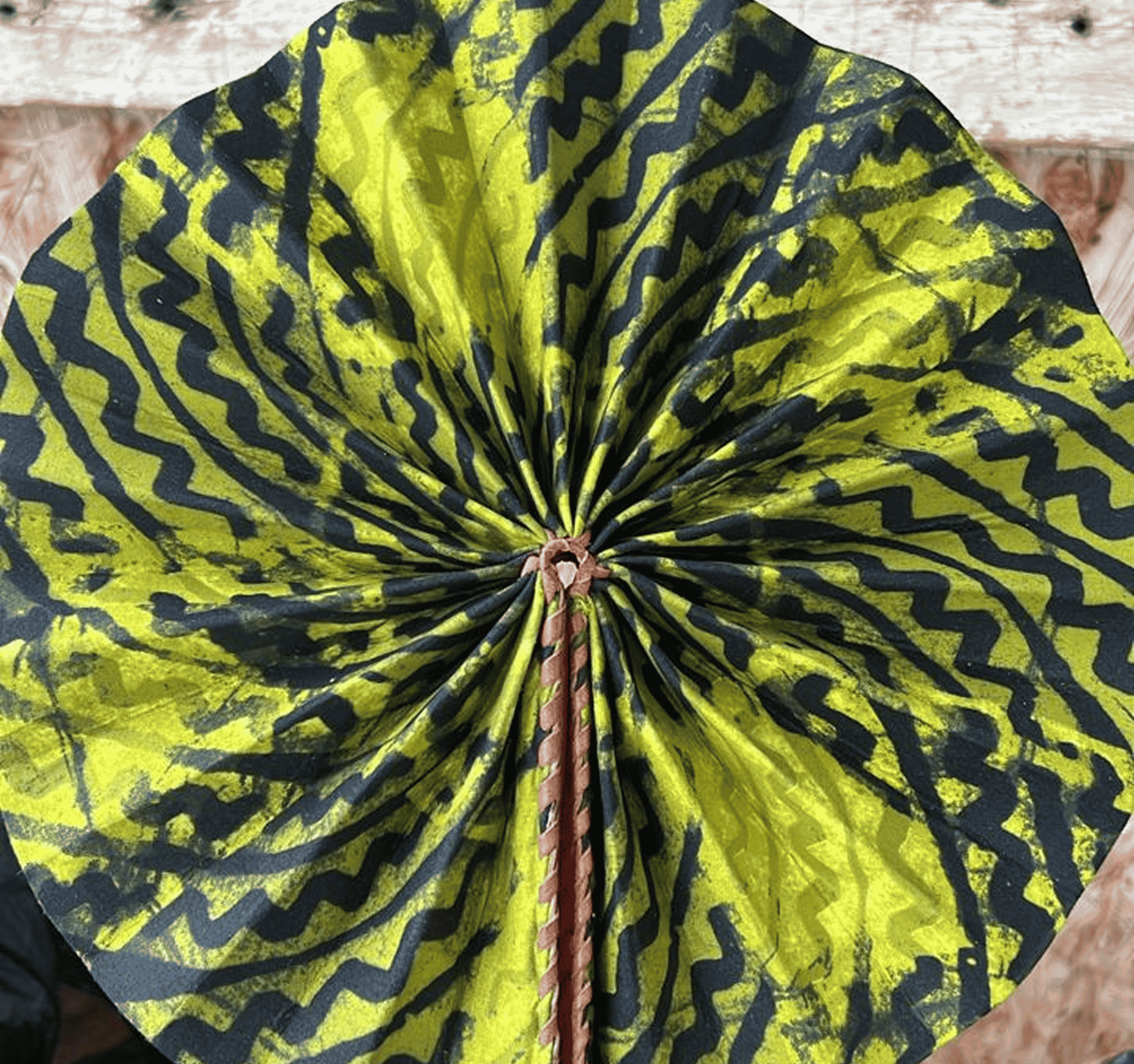 Black & Lime colored African made Fan (1)